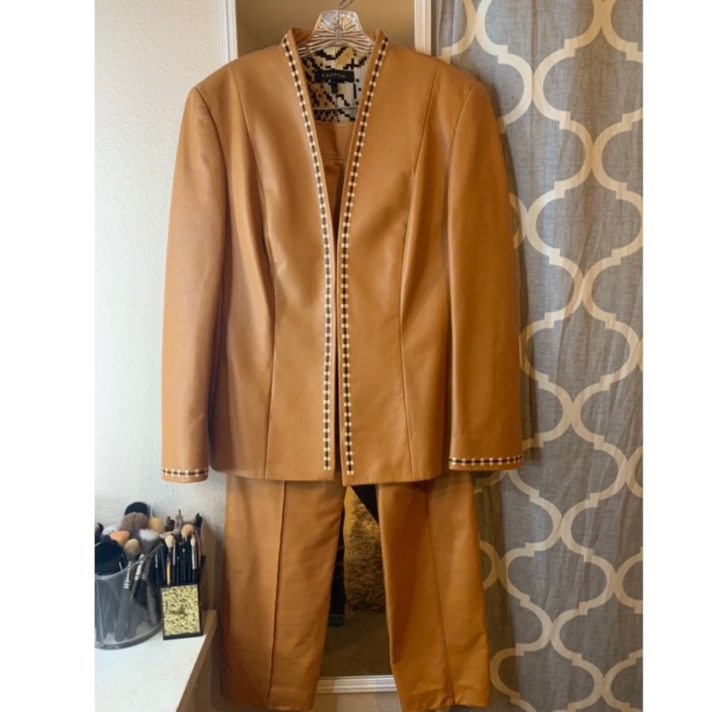 Escada leather pant suit